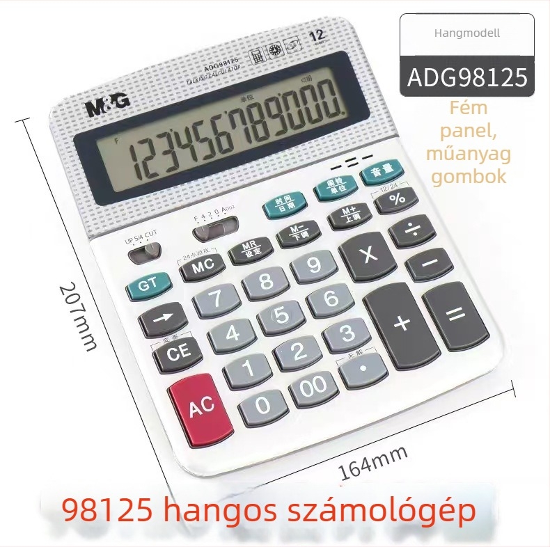 ADG98125 Beszélő számológép, 12 jegyű kijelző, nagy képernyő