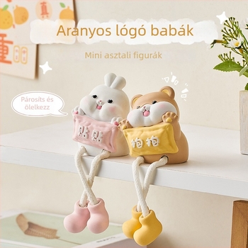Kreatív, aranyos rajzfilm-stílusú asztali dekor a nappaliba és a hálószobába, mini figura polc dísz, függő baba ajándék