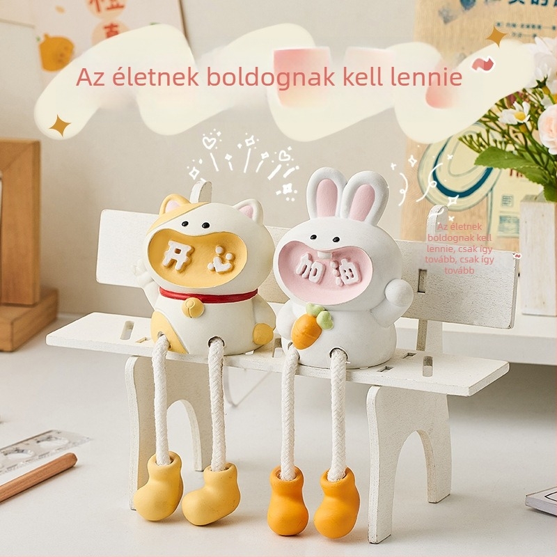 Kreatív, aranyos rajzfilm-stílusú asztali dekor a nappaliba és a hálószobába, mini figura polc dísz, függő baba ajándék