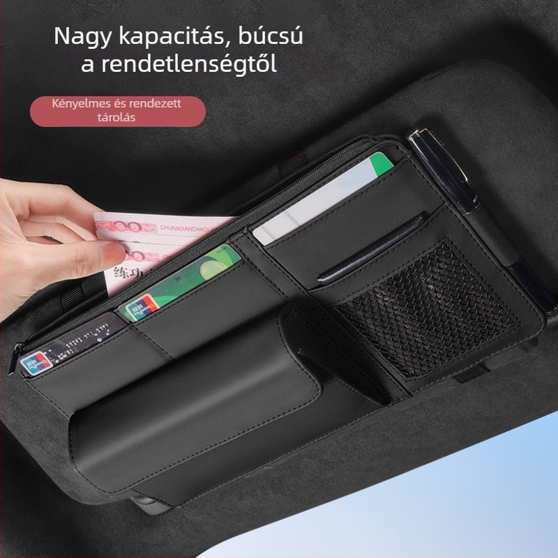 Autó napellenző szervező, szemüveg- és kártyatartó zseb