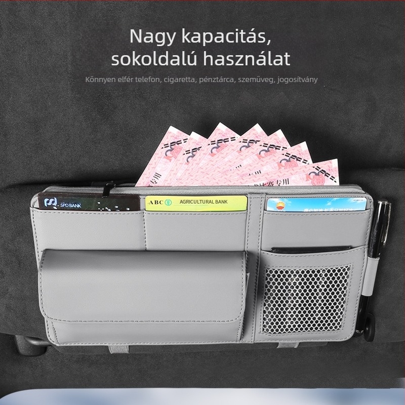 Autó napellenző szervező, szemüveg- és kártyatartó zseb