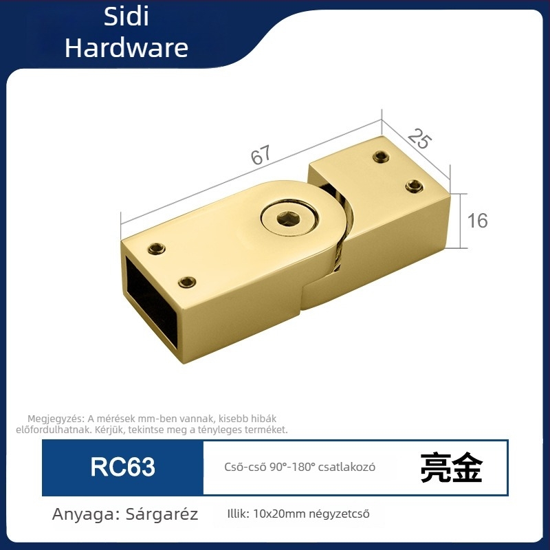 Sárgarézből készült merevítő csatlakozó zuhanyajtóhoz, 10x20 mm RC63