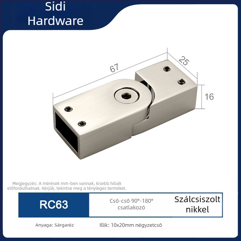 Sárgarézből készült merevítő csatlakozó zuhanyajtóhoz, 10x20 mm RC63