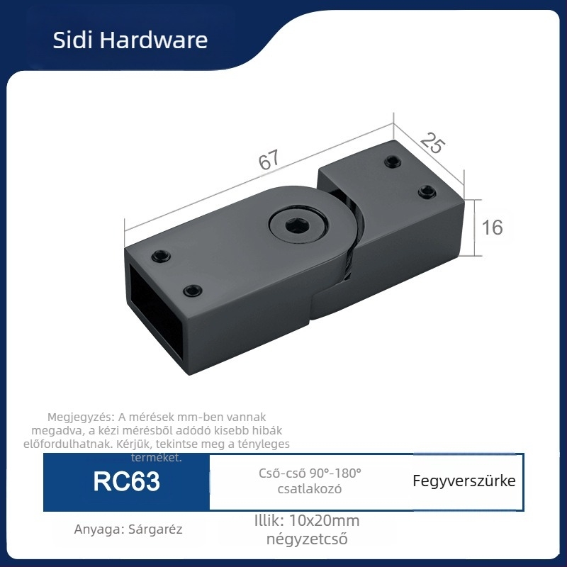Sárgarézből készült merevítő csatlakozó zuhanyajtóhoz, 10x20 mm RC63