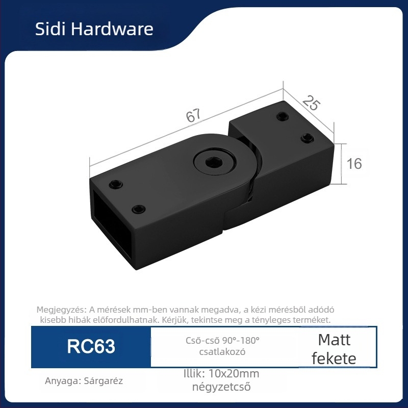 Sárgarézből készült merevítő csatlakozó zuhanyajtóhoz, 10x20 mm RC63