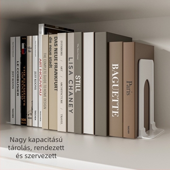 Nagy asztali könyvtartó állvány szeparátorral, fájl- és könyv végével, leválasztható