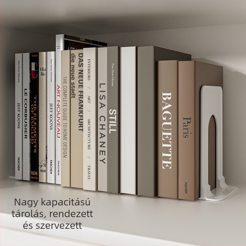 Nagy asztali könyvtartó állvány szeparátorral, fájl- és könyv végével, leválasztható