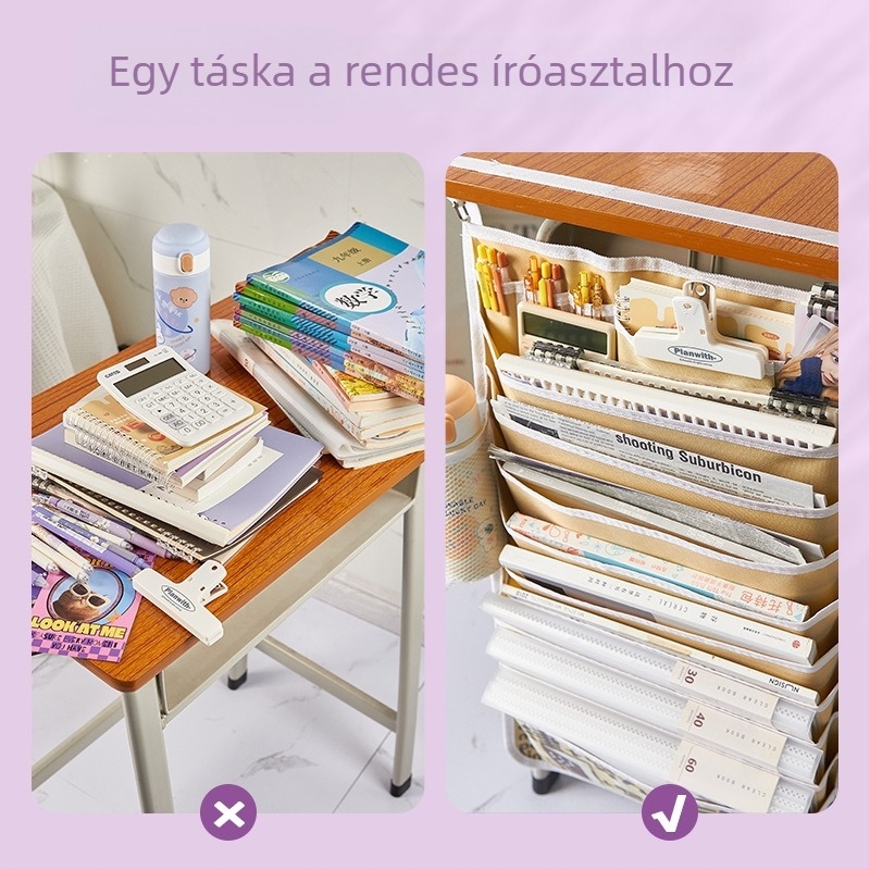 11 szintes függő asztali rendező nagy kapacitású tárolóval – oldalsó könyvespolc és könyvállvány
