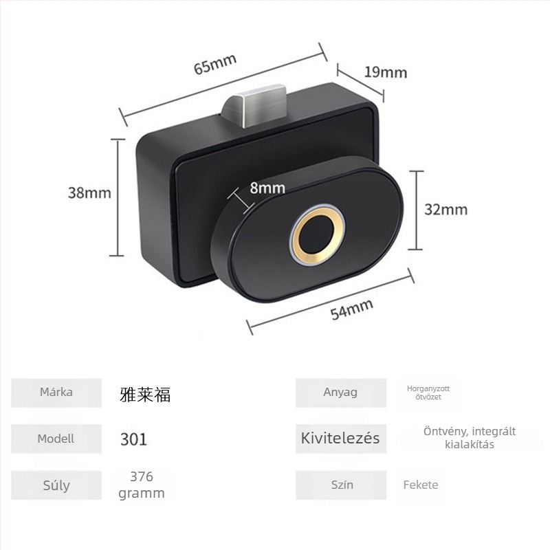 Intelligens fiókzár ujjlenyomat-olvasóval és Bluetooth-kapcsolattal — cink-ötvözetből készült szekrény- és irattár-zár
