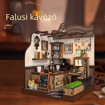 DIY Fa Könyvállvány – 3D Összeállítható Vidéki Kávézó Stílus