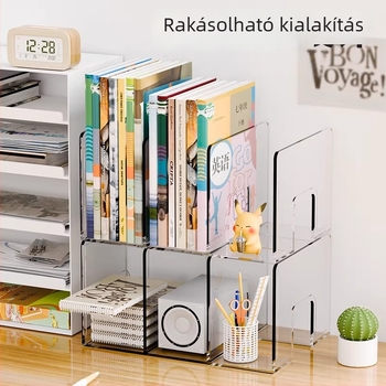 Átlátszó akril asztali könyvállvány diákoknak, irattároló az asztalra