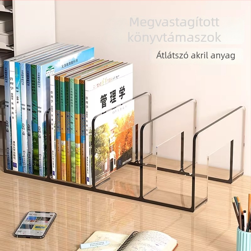 Átlátszó akril asztali könyvállvány diákoknak, irattároló az asztalra