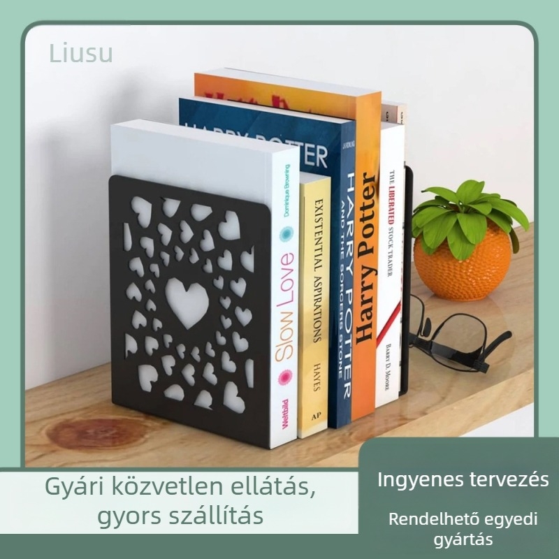Szív alakú, üreges fém könyvállványok, asztali dekoráció