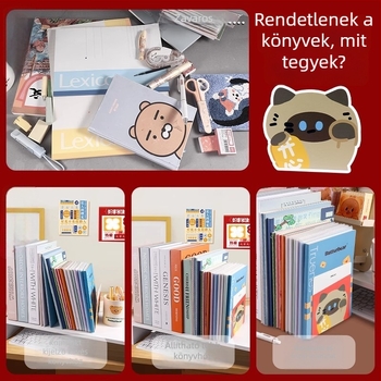 Deli fém könyvállvány – aranyos rajzfilmszerű dizájn, asztali rendező és könyvorganizer