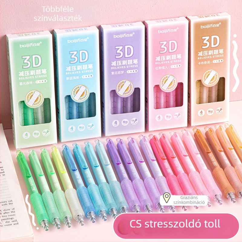 Gradient színű CS toll, puha fogású, kattintható mechanizmus, 0.5 mm, semleges fekete tinta, diákoknak és vizsgákhoz