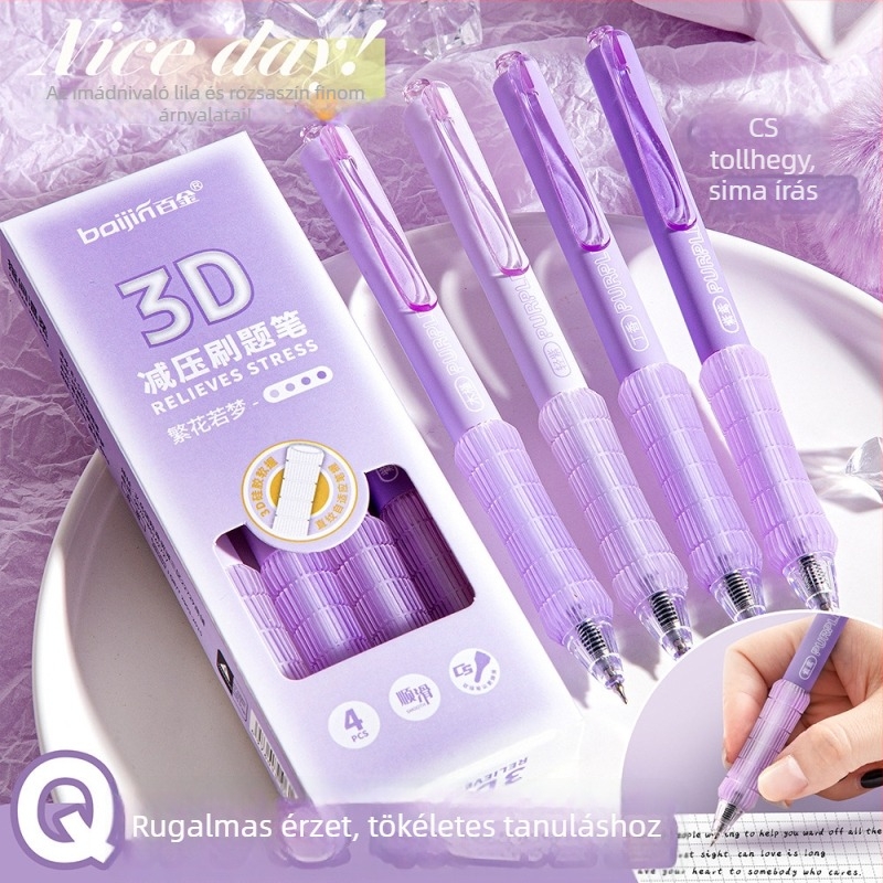 Gradient színű CS toll, puha fogású, kattintható mechanizmus, 0.5 mm, semleges fekete tinta, diákoknak és vizsgákhoz