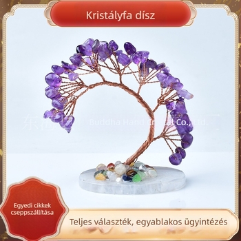 Kristályfa dísz, ametistből készült szerencsefa, kristály kavicsok, DIY kristályos bonsai növény, autó dísz