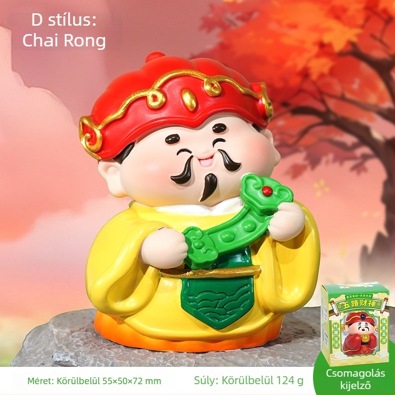 Öt út Szerencse Istene díszdarab, aranyos buddhista mini szobor az irodaasztalra