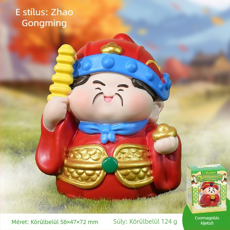 Öt út Szerencse Istene díszdarab, aranyos buddhista mini szobor az irodaasztalra