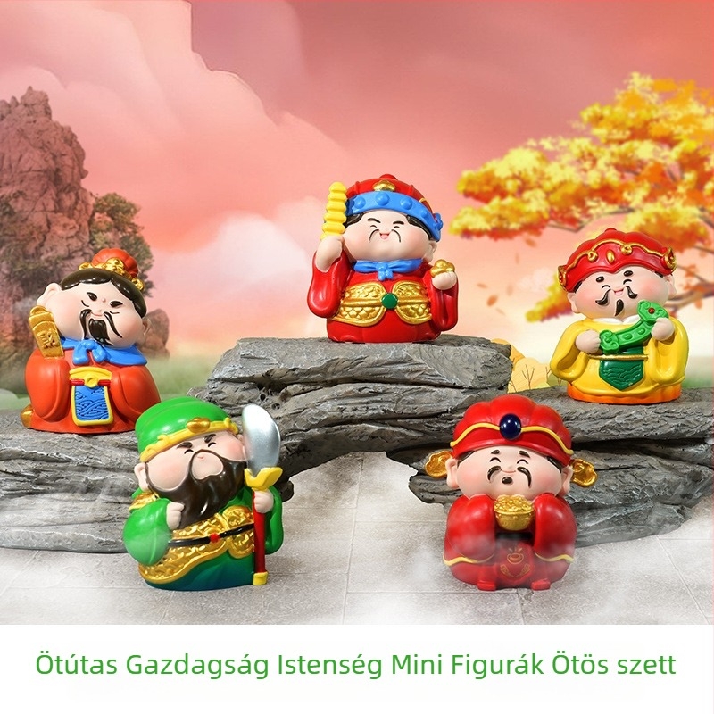 Öt út Szerencse Istene díszdarab, aranyos buddhista mini szobor az irodaasztalra