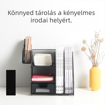 Fémes, 3-szintes fájlállvány, asztali dokumentum rendező