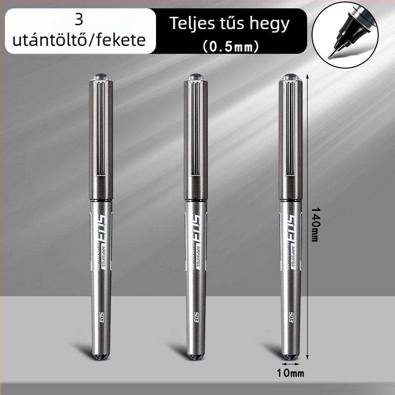 Fekete folyékony tinta-gél toll, rollerball tollal, kupakkal, gyorsan száradó, középiskolásoknak