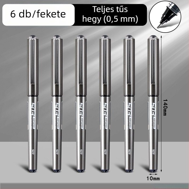 Fekete folyékony tinta-gél toll, rollerball tollal, kupakkal, gyorsan száradó, középiskolásoknak