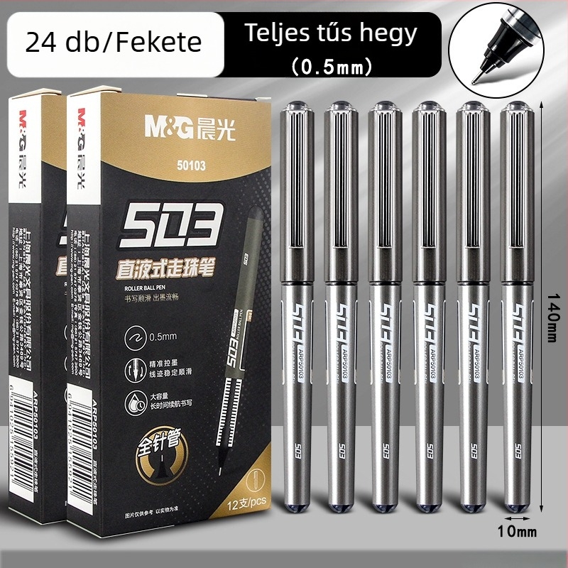 Fekete folyékony tinta-gél toll, rollerball tollal, kupakkal, gyorsan száradó, középiskolásoknak