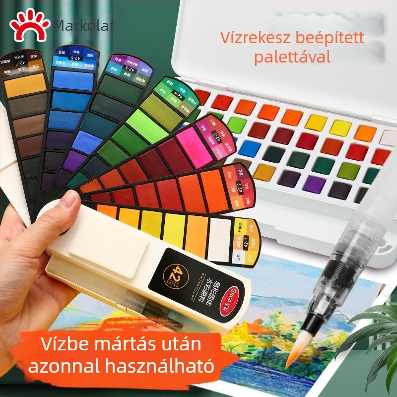 Master ventilátor alakú gouache készlet, 24 szín, hordozható doboz rajzoláshoz