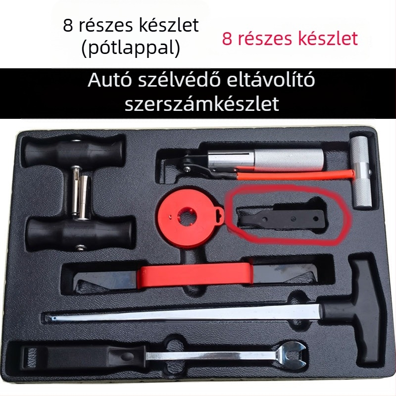 Szélvédő szétszerelési és szerelési készlet, 8 részes autóüveg szerszámkészlet acél sodronnyal