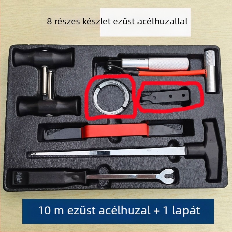 Szélvédő szétszerelési és szerelési készlet, 8 részes autóüveg szerszámkészlet acél sodronnyal