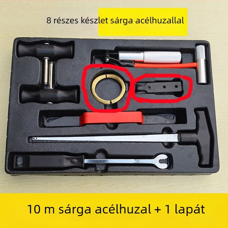 Szélvédő szétszerelési és szerelési készlet, 8 részes autóüveg szerszámkészlet acél sodronnyal