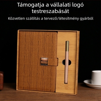 Fa mintázatú PU notesz tollal, ajándékdoboza, üzleti jegyzetfüzet egyedi logóval