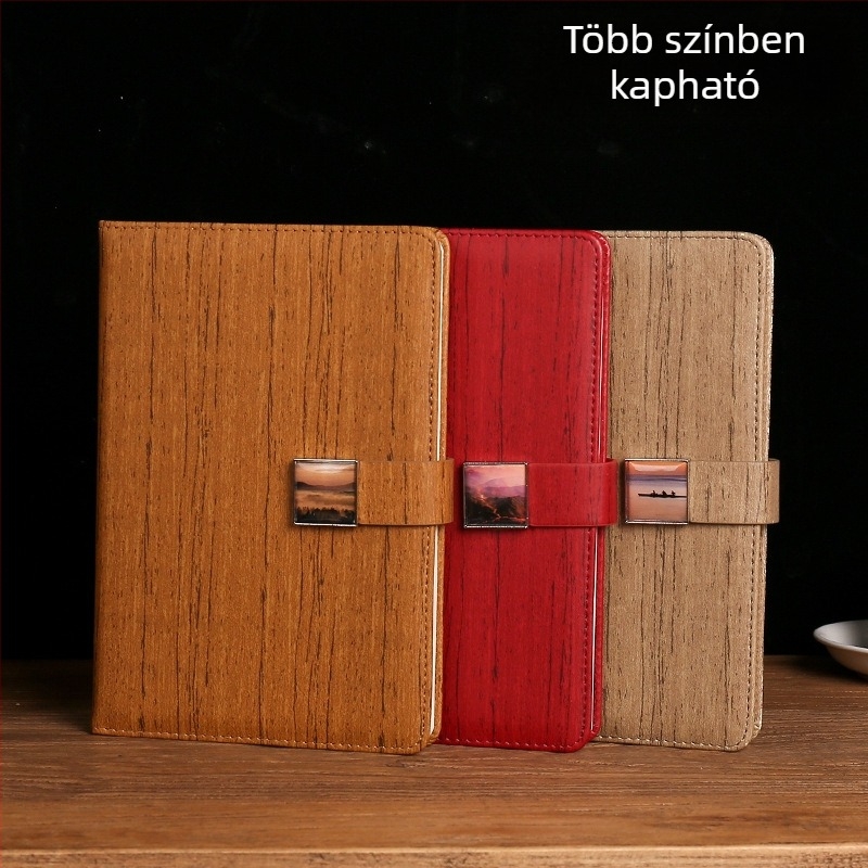 Fa mintázatú PU notesz tollal, ajándékdoboza, üzleti jegyzetfüzet egyedi logóval