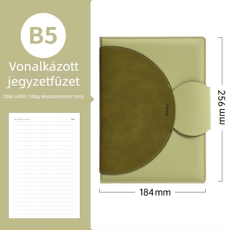 B5 jegyzetfüzet ajándékdobozos készlet, üzleti notesz műbőr borítóval, puha felület, testreszabható logó, A6 formátum, kötés varrással és ragasztással