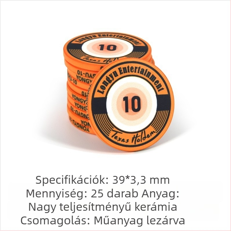 Texas Hold'em kerámia zsetonok, 39 mm, prémium 1000 darabos készlet pókerhez