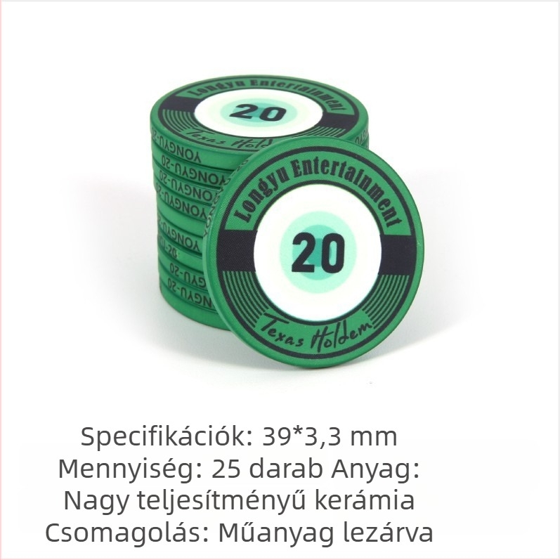Texas Hold'em kerámia zsetonok, 39 mm, prémium 1000 darabos készlet pókerhez