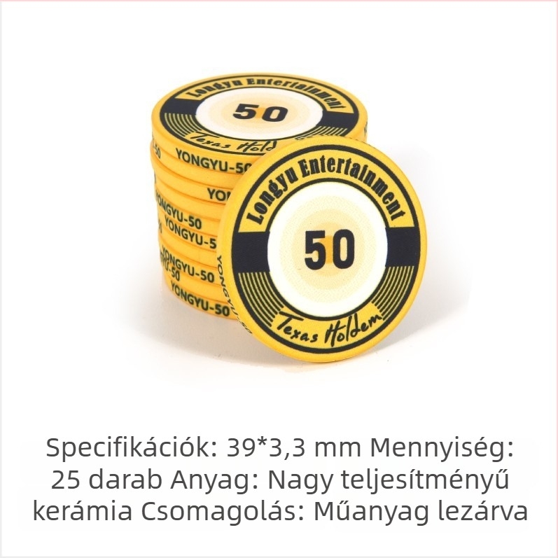 Texas Hold'em kerámia zsetonok, 39 mm, prémium 1000 darabos készlet pókerhez
