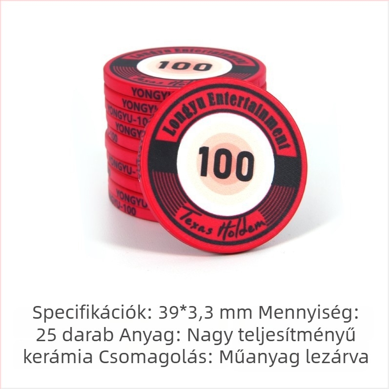 Texas Hold'em kerámia zsetonok, 39 mm, prémium 1000 darabos készlet pókerhez