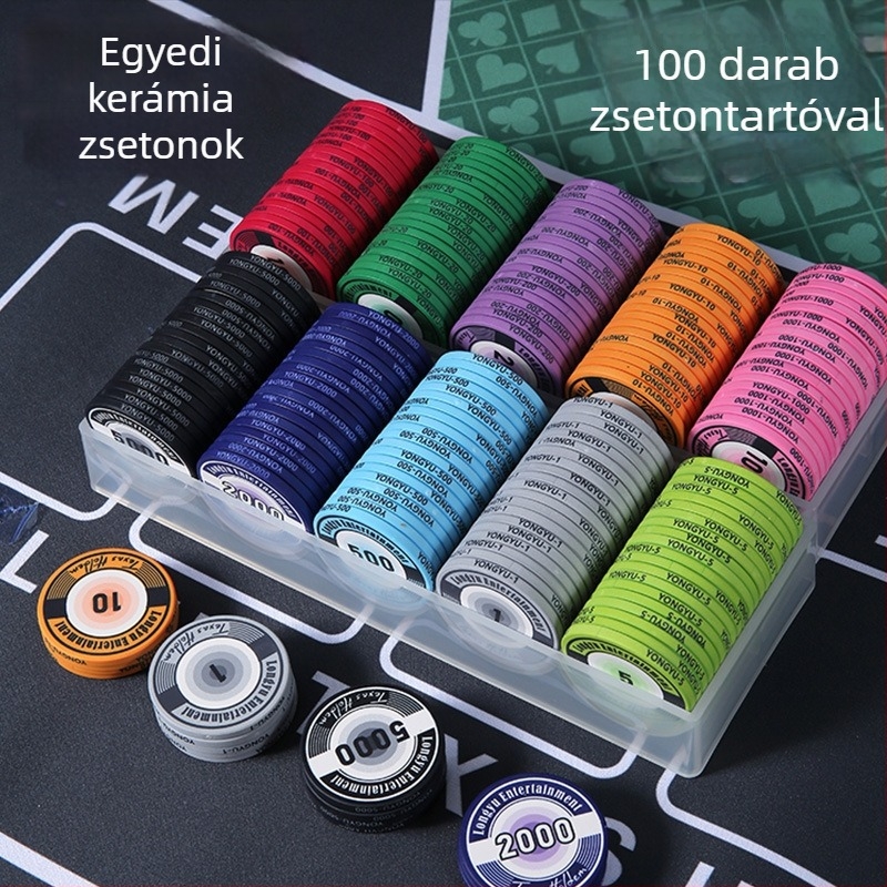 Texas Hold'em kerámia zsetonok, 39 mm, prémium 1000 darabos készlet pókerhez
