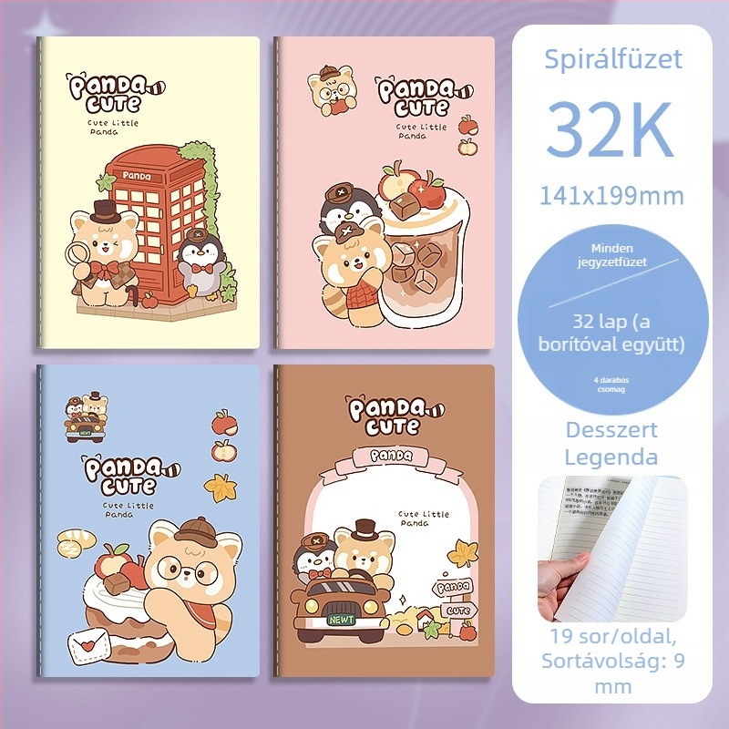 4 db 16K karikatúra témájú iskolai füzet-napló varrott kötésű
