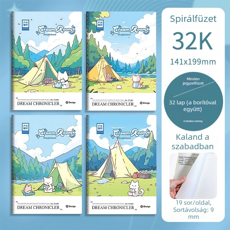 4 db 16K karikatúra témájú iskolai füzet-napló varrott kötésű