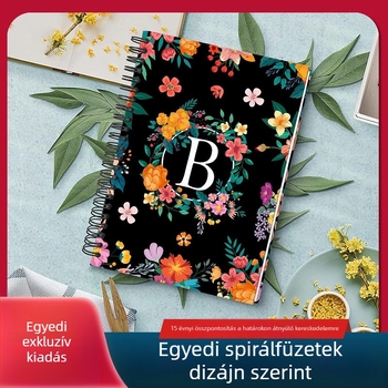 Személyre szabott spirálfüzet angol nyelvű ütemtervvel, időgazdálkodási oldalakkal és naplóval