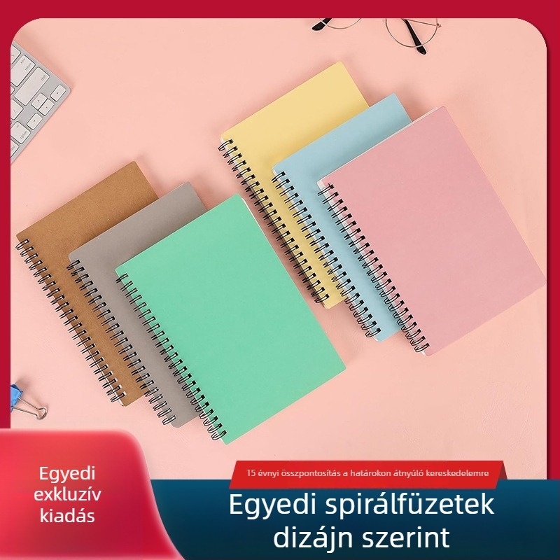 Személyre szabott spirálfüzet angol nyelvű ütemtervvel, időgazdálkodási oldalakkal és naplóval