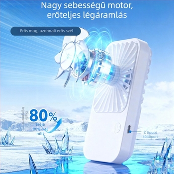 2026-os új modell: kézben tartható mini, ultra vékony asztali ventilátor USB töltéssel és beépített akkumulátorral