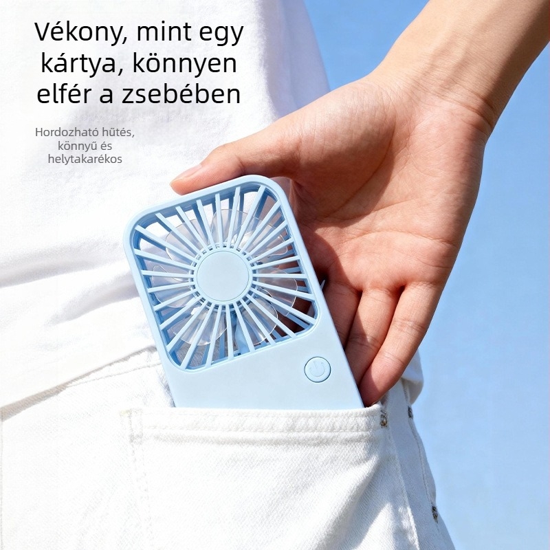 2026-os új modell: kézben tartható mini, ultra vékony asztali ventilátor USB töltéssel és beépített akkumulátorral
