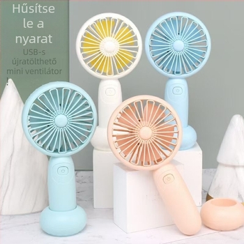 LED világítással rendelkező USB-töltéses kézi ventilátor, karikatúra dizájnnal, kültéri használatra hordozható