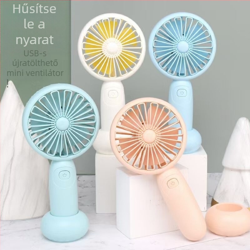 LED világítással rendelkező USB-töltéses kézi ventilátor, karikatúra dizájnnal, kültéri használatra hordozható