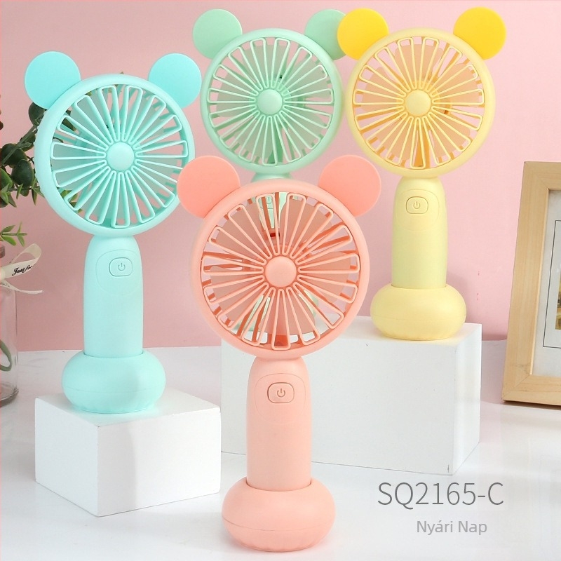 LED világítással rendelkező USB-töltéses kézi ventilátor, karikatúra dizájnnal, kültéri használatra hordozható