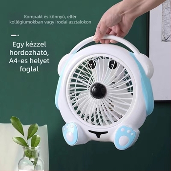 Nyári kis rajzfilmszerű elektromos ventilátor — mini asztali ventilátor otthonra és irodába, 3 lapát, brushless DC motor, modell K-31, 220V, 20W
